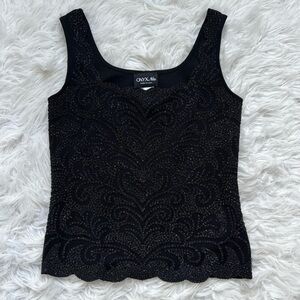 90s Vintage Beaded Black Stretchy Sleeveless Top Size Small 🖤 NWOT